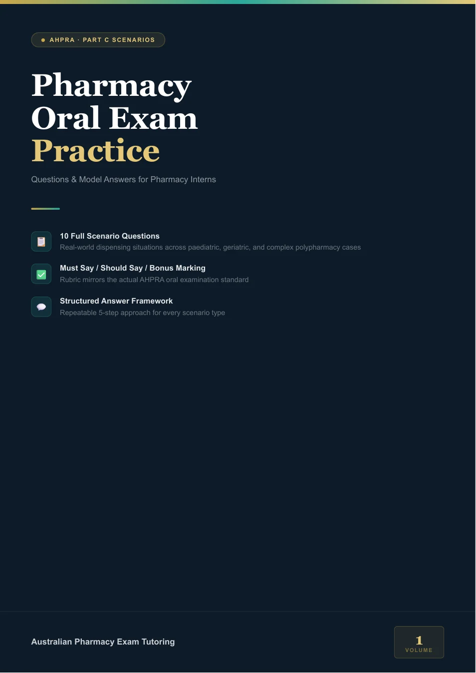 Volume One pharmacy oral exam practice cover