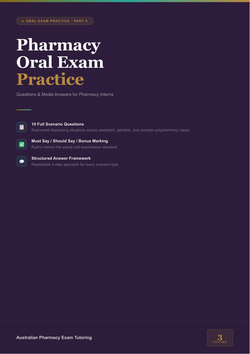Volume Three pharmacy oral exam practice cover